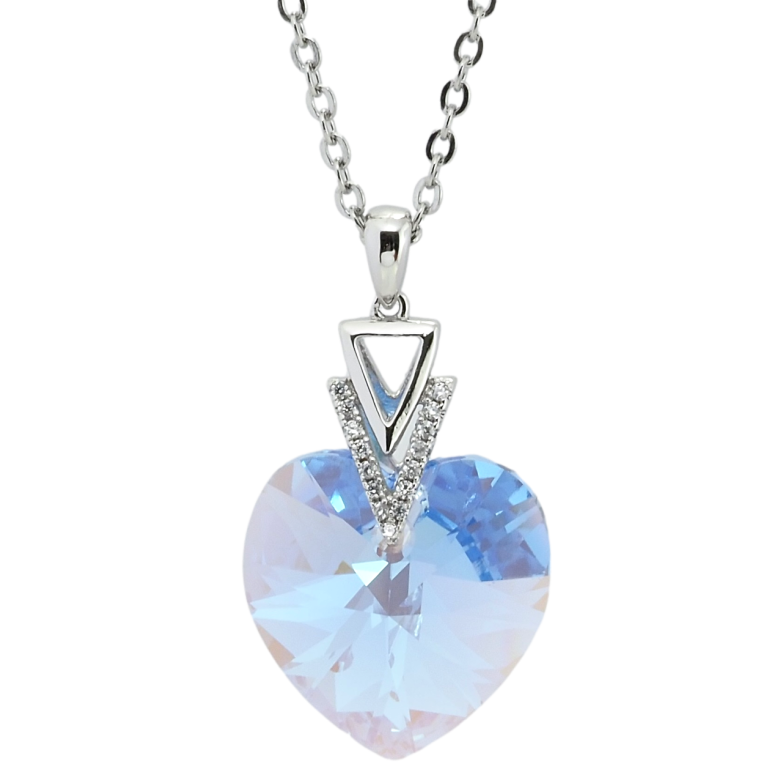 Кулон Xuping колір Родій з кр-ми Swarovski на ланцюжку Кристальне серце Ocean Delite довжина 40-45см х 2мм фото №1 Кулон Xuping колір Родій з кр-ми Swarovski на ланцюжку Кристальне серце Ocean Delite довжина 40-45см х 2мм фото №1