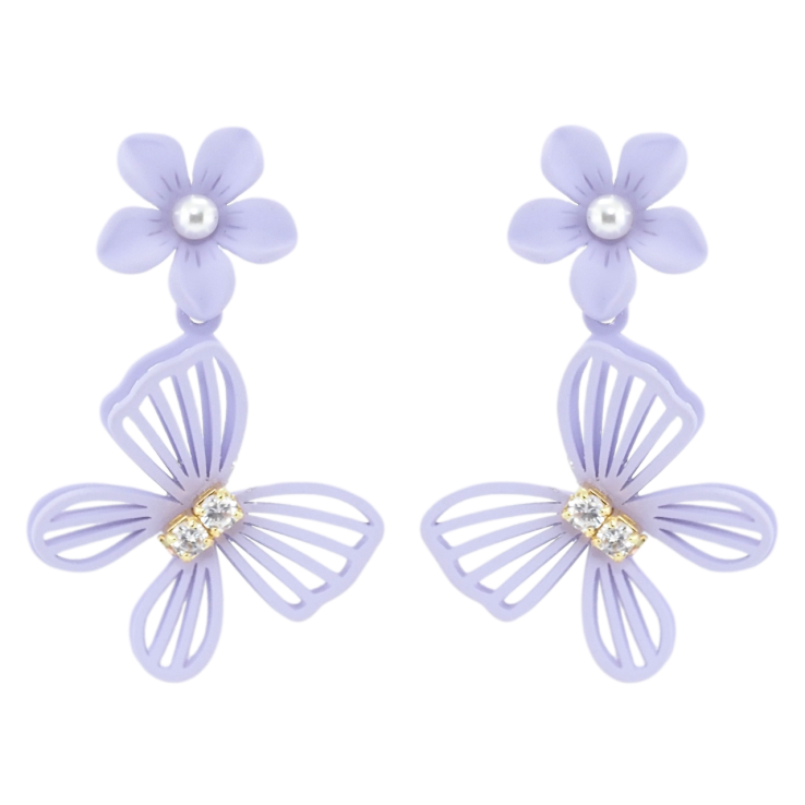 Сережки Xuping QQMM Позолота 14K пусети Метелики на квіточках з покриттям Soft-touch фото №12