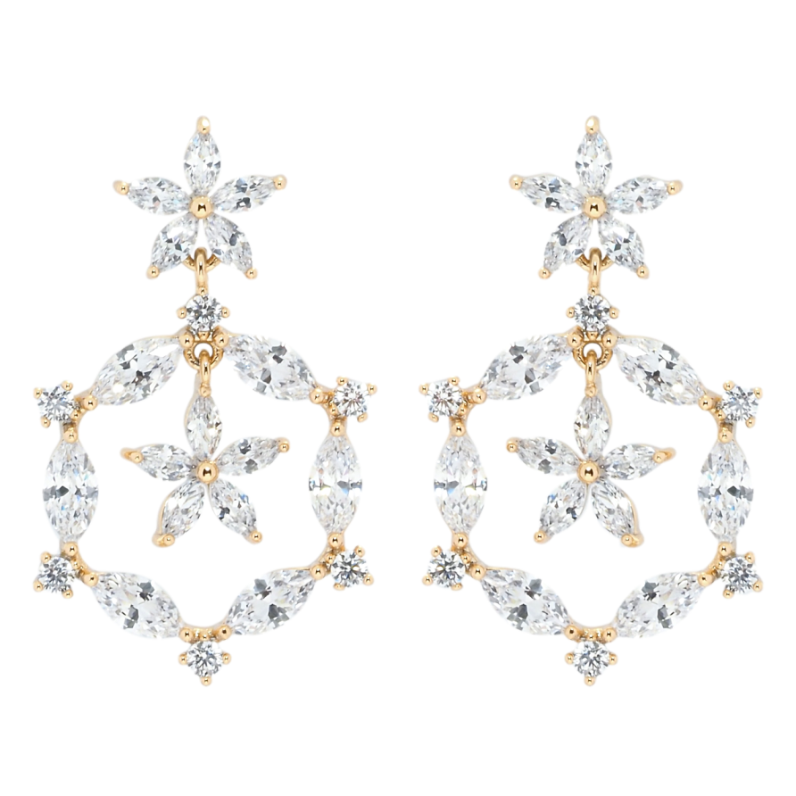 Сережки Xuping JEAN GOUJON Позолота 18K пусети Кристальні підвіски фото №1